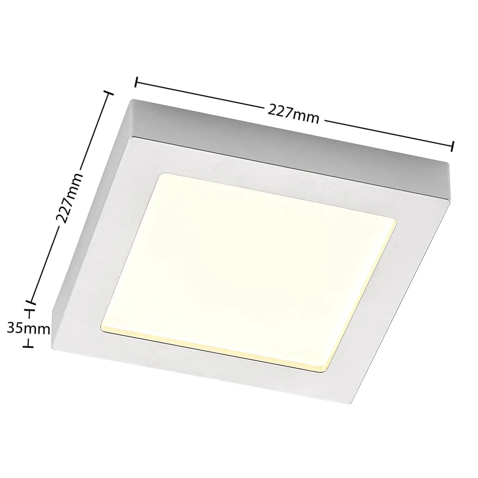 Prios LED-kattovalaisin Alette, hopea, 22,7cm, 18W, himmennettävä