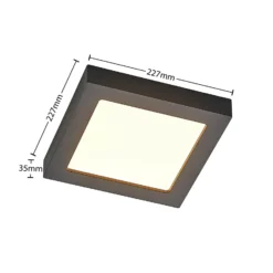 Prios LED-kattovalaisin Alette, musta, 18 W, CCT, himmennettävä