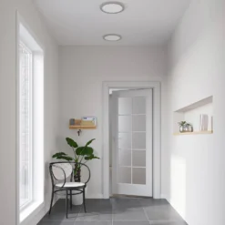 Prios LED-kattovalaisin Aureka, Ø 33 cm, hopea, metallia