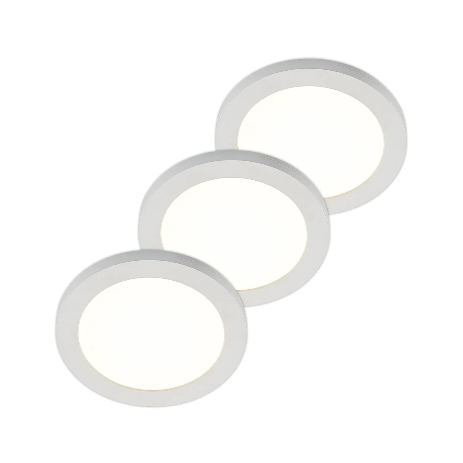 Prios LED-kattovalaisin Aureka, 3 kpl, sensori, Ø 23 cm, valkoinen
