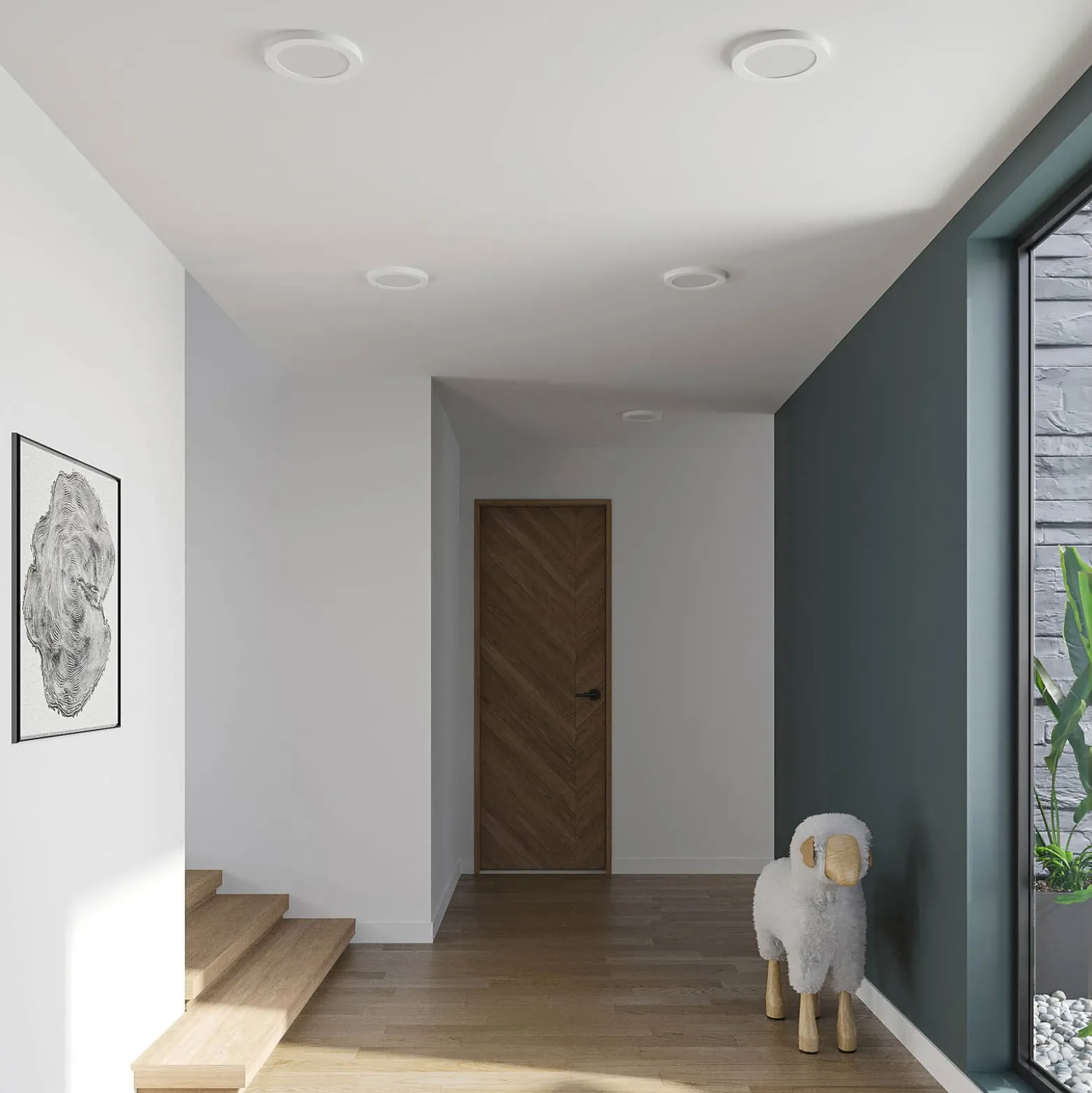 Prios LED-kattovalaisin Aureka, 3 kpl, sensori, Ø 23 cm, valkoinen