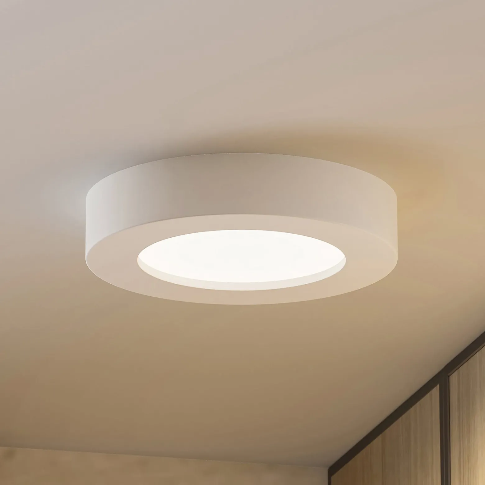 PRIOS LED-kattovalaisin Edwina, valkoinen, 18 cm, CCT, IP44