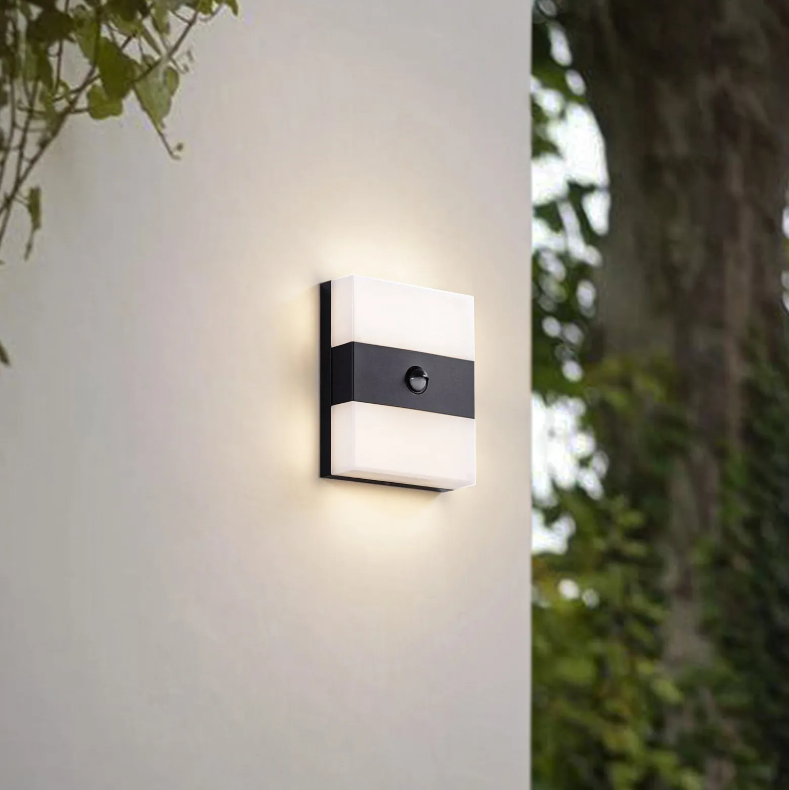 PRIOS LED-ulkoseinävalaisin Teekon, antrasiitti, anturi, IP44