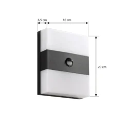 PRIOS LED-ulkoseinävalaisin Teekon, antrasiitti, anturi, IP44