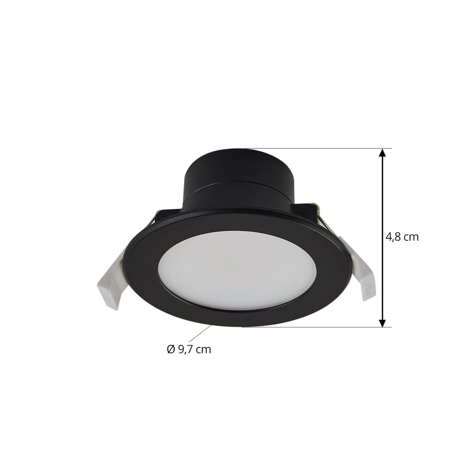 Prios LED upotettava valonheitin Rida, musta, Ø 12 cm, CCT, IP44