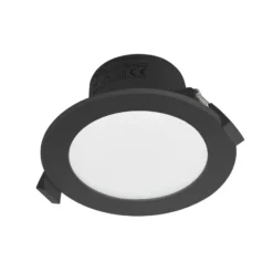 Prios LED upotettava valonheitin Rida, musta, Ø 12 cm, CCT, IP44