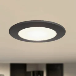 Prios LED upotettava valonheitin Rida, musta, Ø 12 cm, CCT, IP44