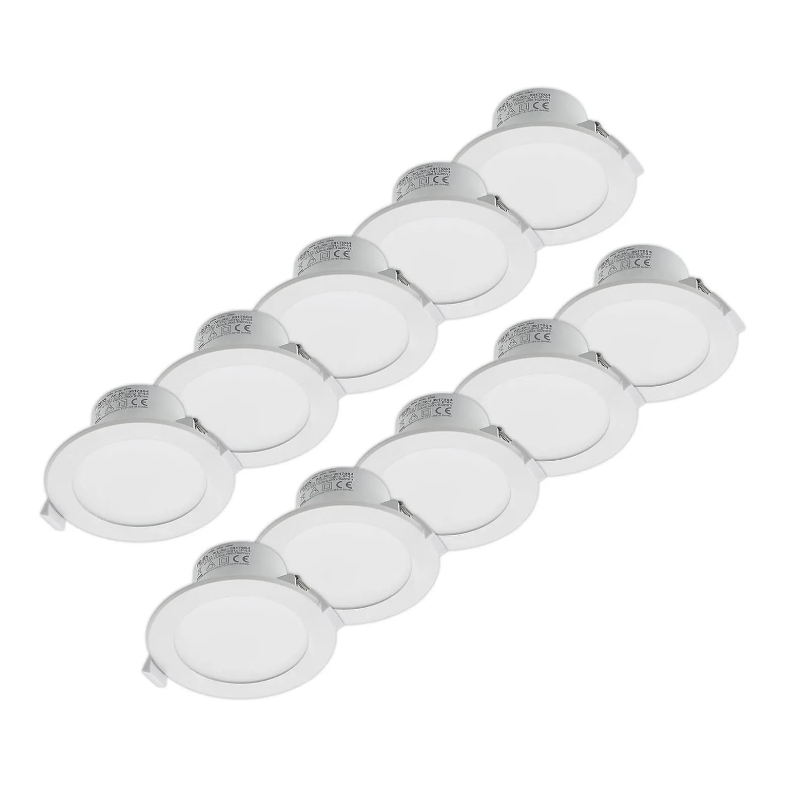 Prios LED uppoasennusvalaisin Rida, 10 kpl, valkoinen, 12 cm, CCT, IP44
