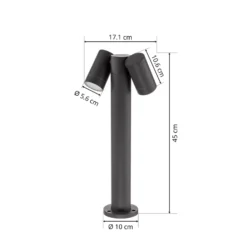 Prios Tulimar jalustavalaisin, 45 cm, antrasiitti, 2-valo, alumiini