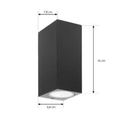 Prios ulkoseinävalaisin Tetje, musta, kulmikas, 16 cm