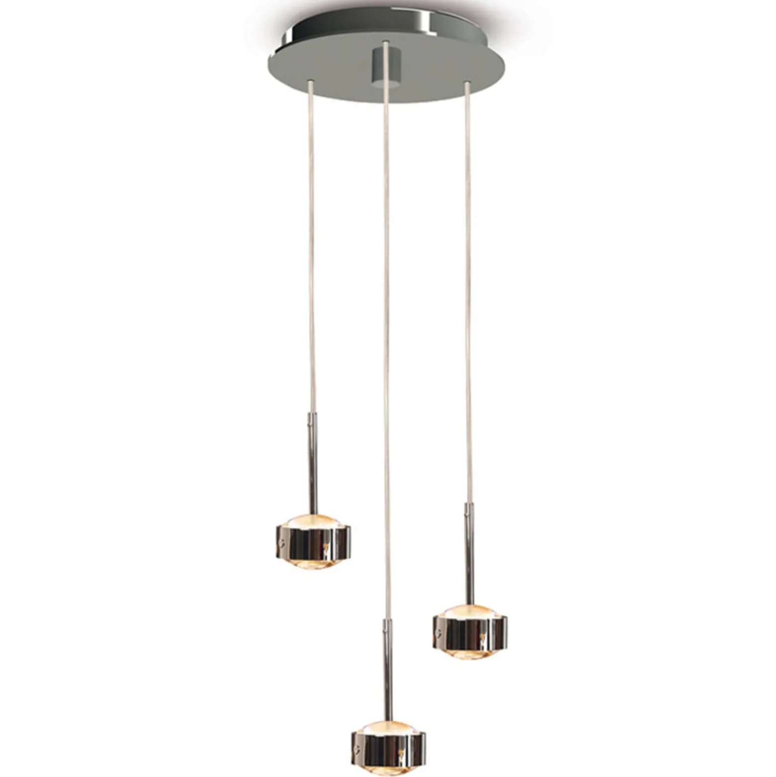 Puk Drop Trio riipusvalaisin, kromi, 3-valo, G9