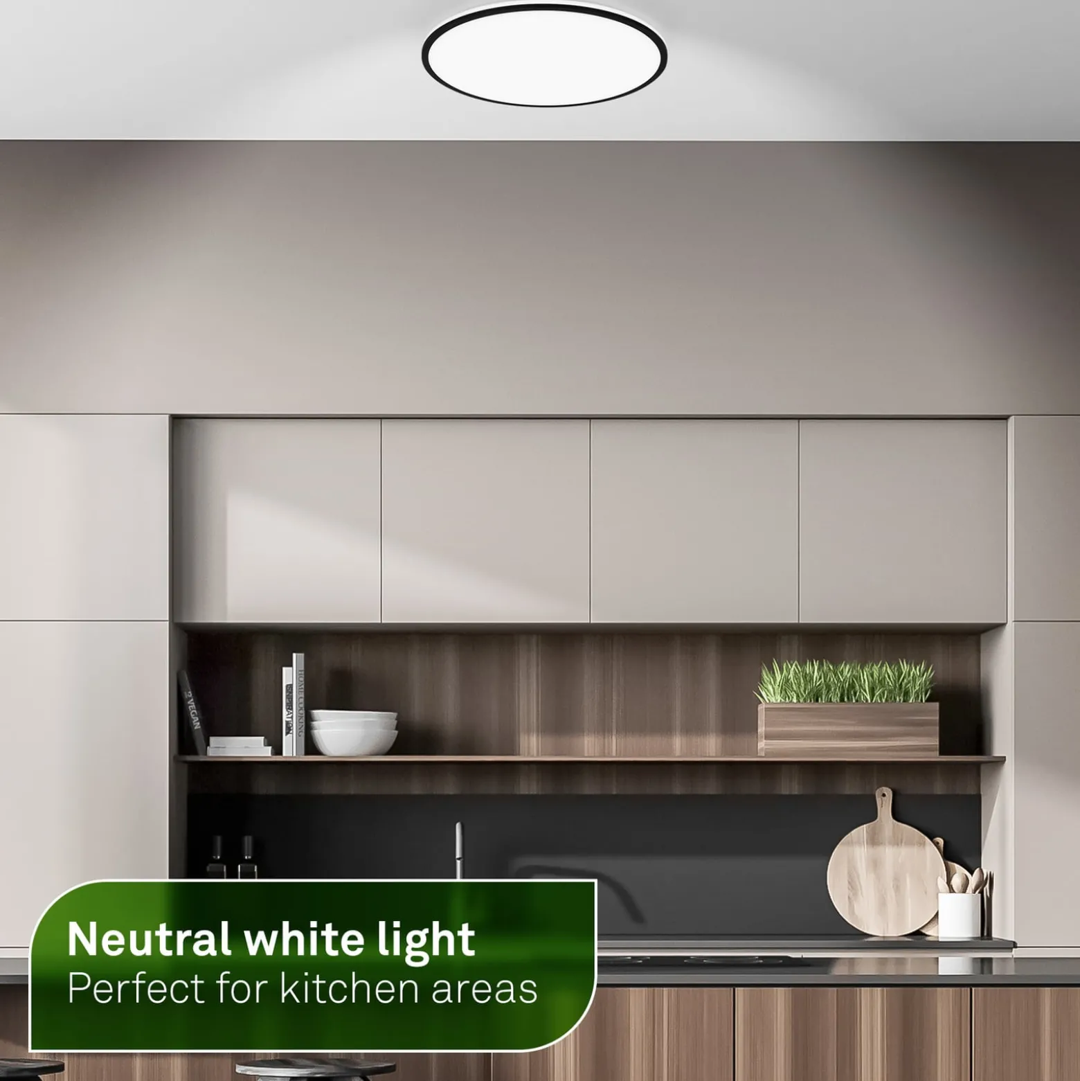 Pulap A LED-kattovalaisin, musta, Ø 33 cm, muovia
