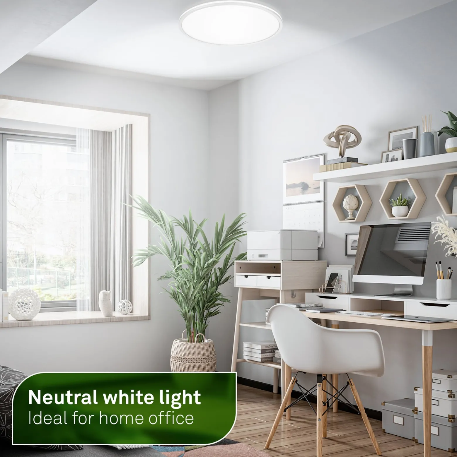 Pulap A LED-kattovalaisin, valkoinen, Ø 33 cm, muovia