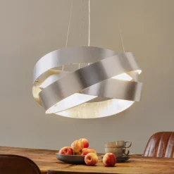 Pura-riippuvalaisin hopeanvärisellä lehdellä, 60cm, 3x E27
