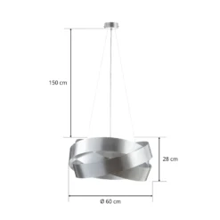 Pura-riippuvalaisin hopeanvärisellä lehdellä, 60cm, 3x E27
