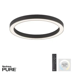 PURE LED-kattovalaisin Lines, Ø 50 cm, antrasiitti, CCT, kaukosäädin