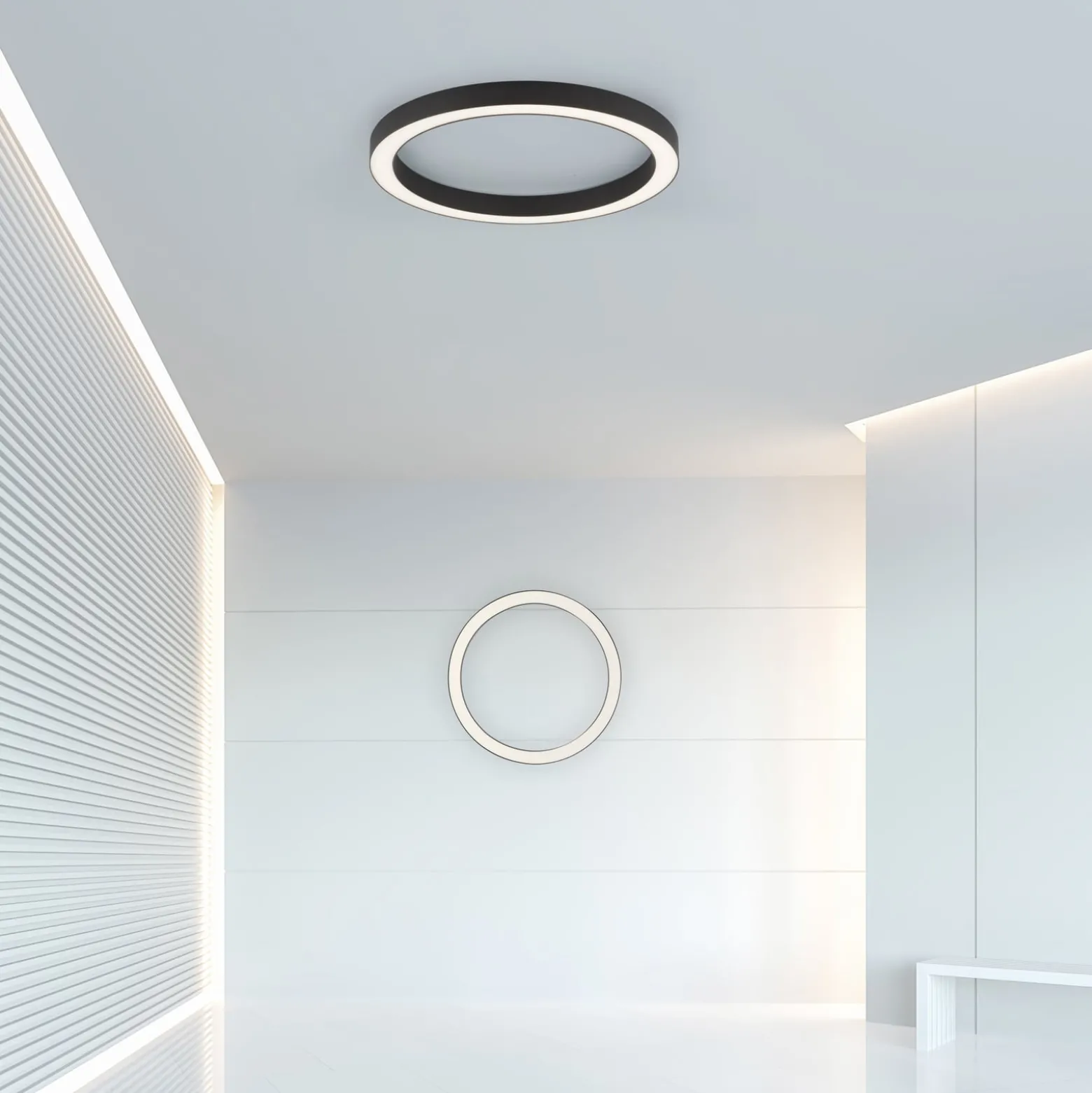 PURE LED-kattovalaisin Lines, Ø 50 cm, antrasiitti, CCT, kaukosäädin