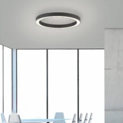 PURE LED-kattovalaisin Lines, Ø 50 cm, antrasiitti, CCT, kaukosäädin