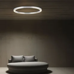 PURE LED-kattovalaisin Lines, Ø 70 cm, hopeanvärinen, CCT
