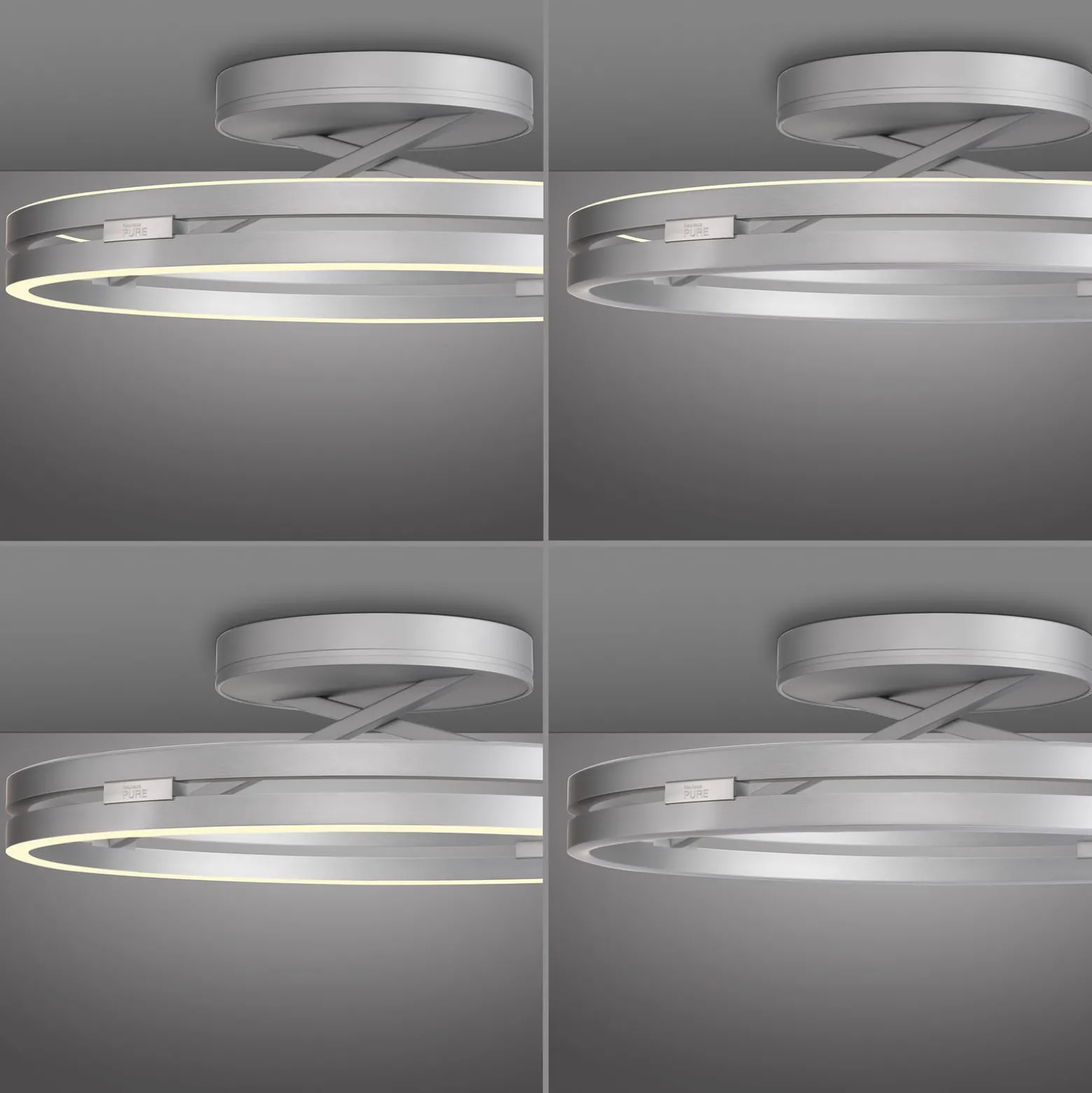 PURE LED-kattovalaisin Loop, alumiini, metalli, Ø 60 cm CCT