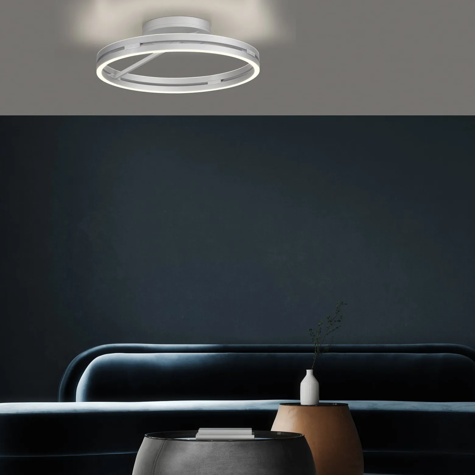 PURE LED-kattovalaisin Loop, alumiini, metalli, Ø 60 cm CCT