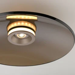 PURE LED-kattovalaisin Moon, pronssi, Ø 50 cm, lasi/alumiini