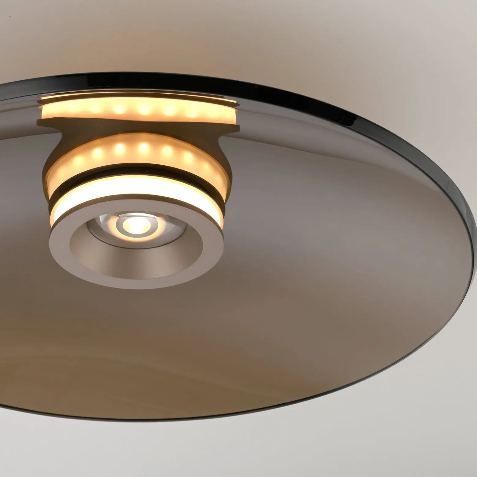 PURE LED-kattovalaisin Moon, pronssi, Ø 50 cm, lasi/alumiini