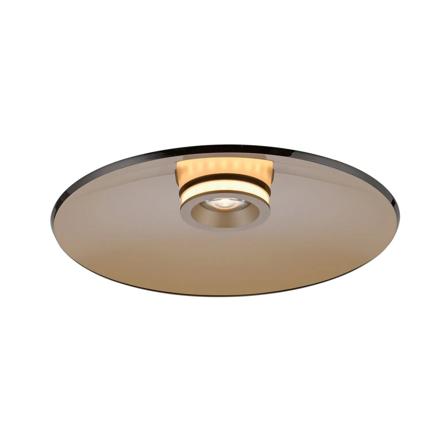 PURE LED-kattovalaisin Moon, pronssi, Ø 50 cm, lasi/alumiini