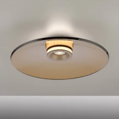 PURE LED-kattovalaisin Moon, pronssi, Ø 50 cm, lasi/alumiini
