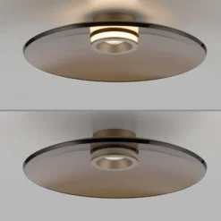 PURE LED-kattovalaisin Moon, pronssi, Ø 50 cm, lasi/alumiini