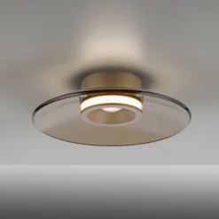 PURE LED-kattovalaisin Moon, pronssi, Ø 32 cm, lasi/alumiini