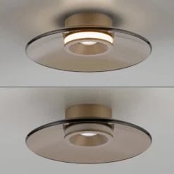 PURE LED-kattovalaisin Moon, pronssi, Ø 32 cm, lasi/alumiini