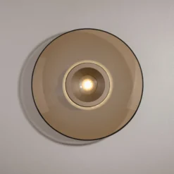 PURE LED-kattovalaisin Moon, pronssi, Ø 32 cm, lasi/alumiini