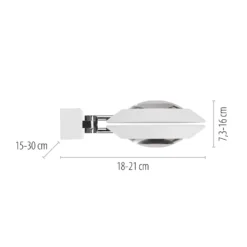 PURE Oculis -LED-seinävalaisin, valkoinen, 30 cm, rauta/lasi, 2-lamppuinen