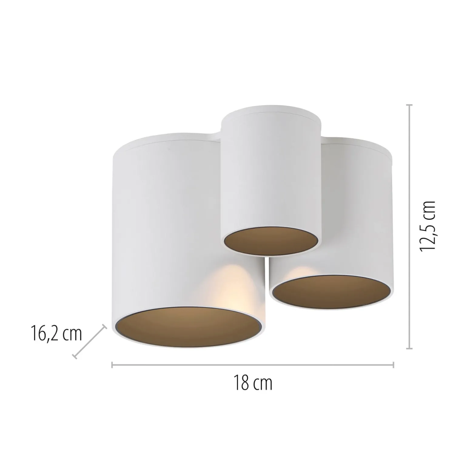 PURE Point -kylpyhuoneen LED-kattovalaisin, valkoinen, 18 cm, 3-lamppuinen, IP44