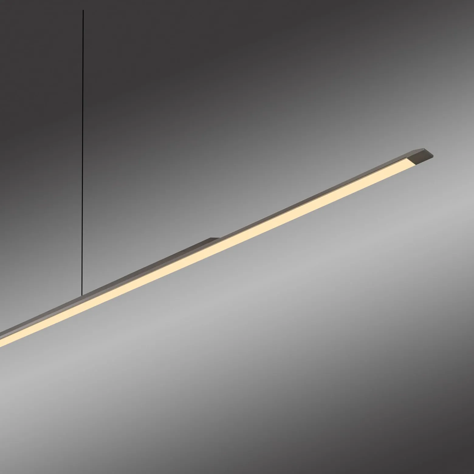 PURE Surface -LED-riippuvalaisin, harmaa, 160 cm, alumiini, 3 000 K