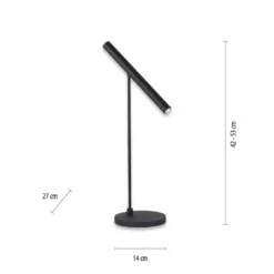 PURE Tutua -LED-pöytävalaisin, anturihimmennin, musta