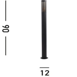 Pylväsvalaisin Batton, IP44, musta, korkeus 90 cm, metallia
