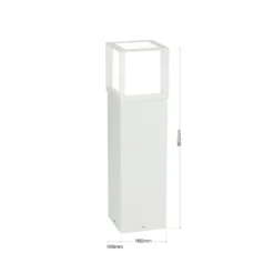 Pylväsvalaisin Henry, valkoinen, korkeus 60 cm, alumiini/ruostumaton teräs