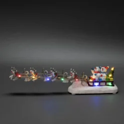 Pöytäkoriste Lumiukko ja koirat, LED-värivalot