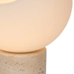 Pöytälamppu Davin, korkeus 26 cm, kermanvärinen/valkoinen, kivi/lasi