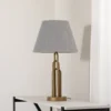 Pöytälamppu Lazar, harmaa/antiikkikulta, korkeus 65 cm, tekstiili/metalli