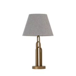 Pöytälamppu Lazar, harmaa/antiikkikulta, korkeus 65 cm, tekstiili/metalli