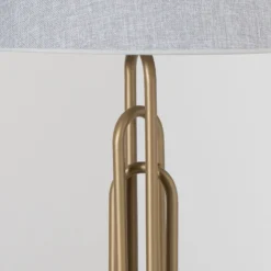 Pöytälamppu Lazar, harmaa/antiikkikulta, korkeus 65 cm, tekstiili/metalli