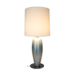 Pöytälamppu OMEGA SOTTILE, hopea/valkoinen, korkeus 80 cm, keraaminen, E27