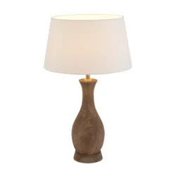 Pöytävalaisin ANTELAO, luonnonväri/écru, korkeus 45 cm, mangopuu, E27
