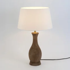 Pöytävalaisin ANTELAO, luonnonväri/écru, korkeus 45 cm, mangopuu, E27