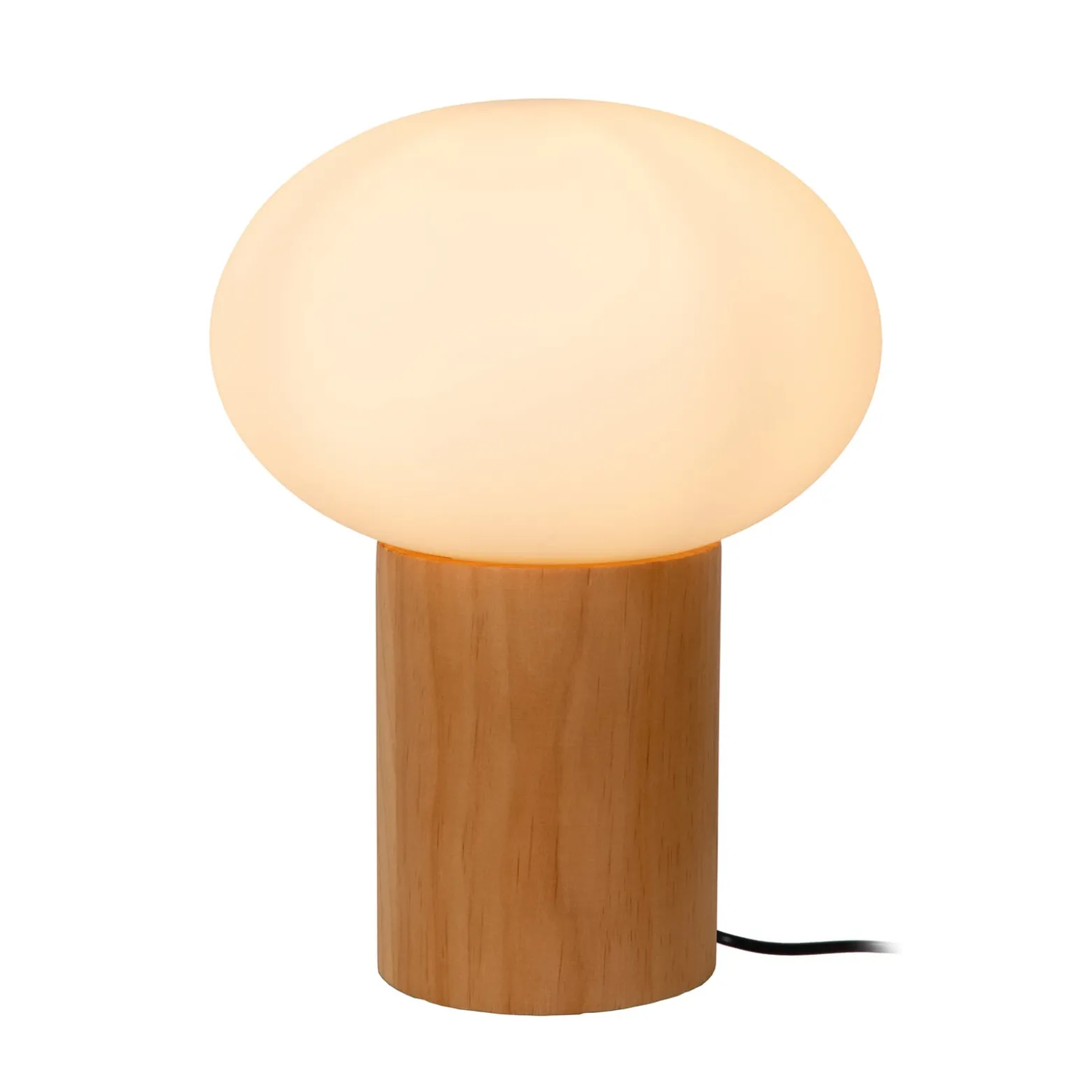 Pöytävalaisin Birtle, korkeus 38 cm, valkoinen/vaalea puu, puu/lasi