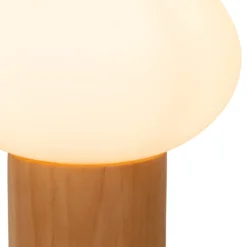 Pöytävalaisin Birtle, korkeus 38 cm, valkoinen/vaalea puu, puu/lasi