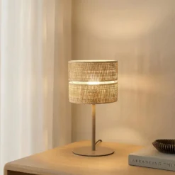 Pöytävalaisin Calma, beige, rafi, korkeus 38 cm, E27, E27